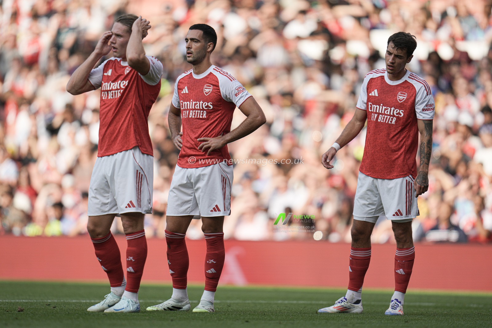 Arsenal players during the Pre-season friendly match Arsenal vs Villarreal at Emirates Stadium, London, United Kingdom, 6th August 2025

(Photo by Harvey Murphy/News Images)