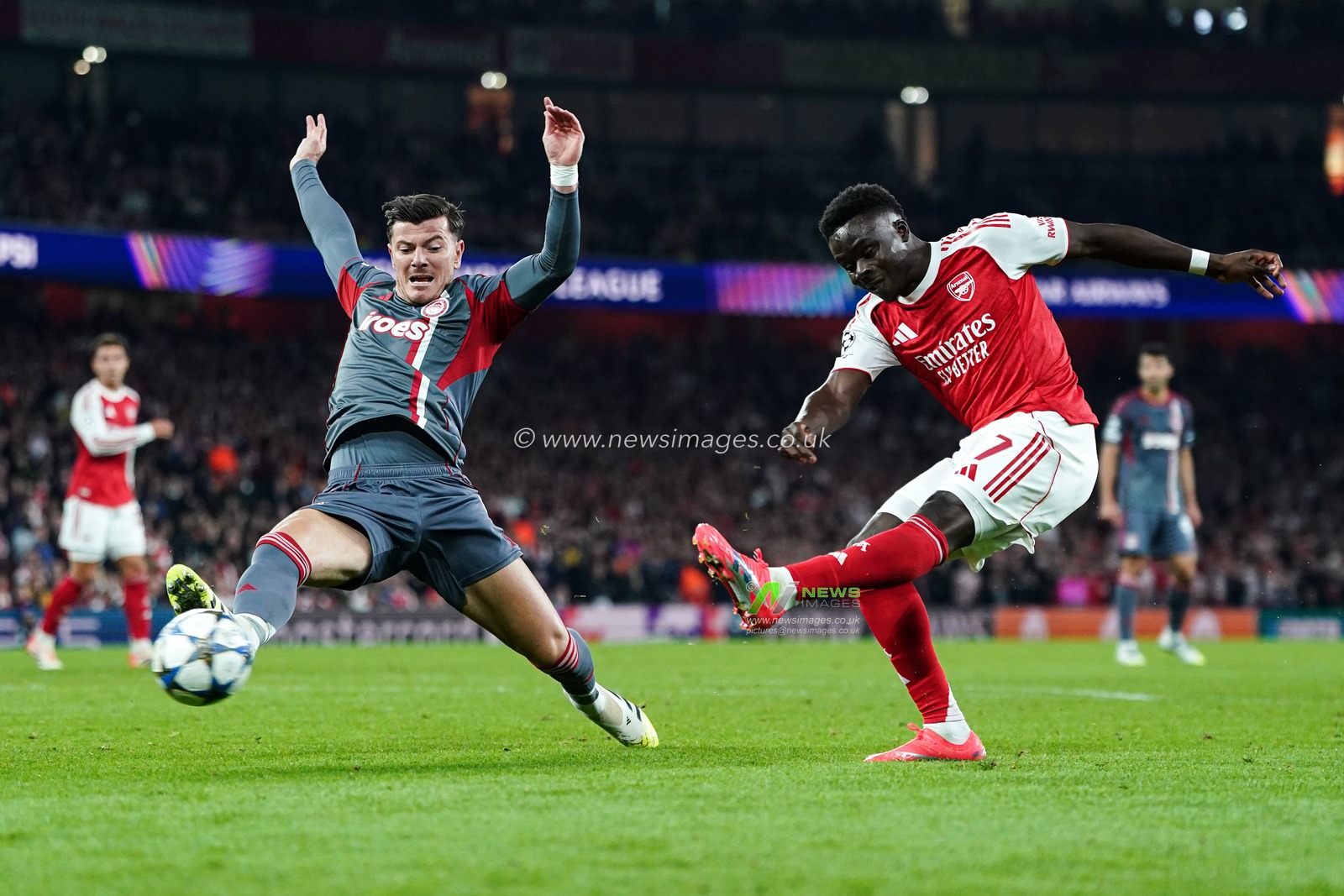 Bukayo Saka of Arsenal scores to make it 2-0 during the UEFA Champions League match Arsenal vs Olympiakos FC at Emirates Stadium, London, United Kingdom, 1st October 2025

(Photo by Harvey Murphy/News Images)