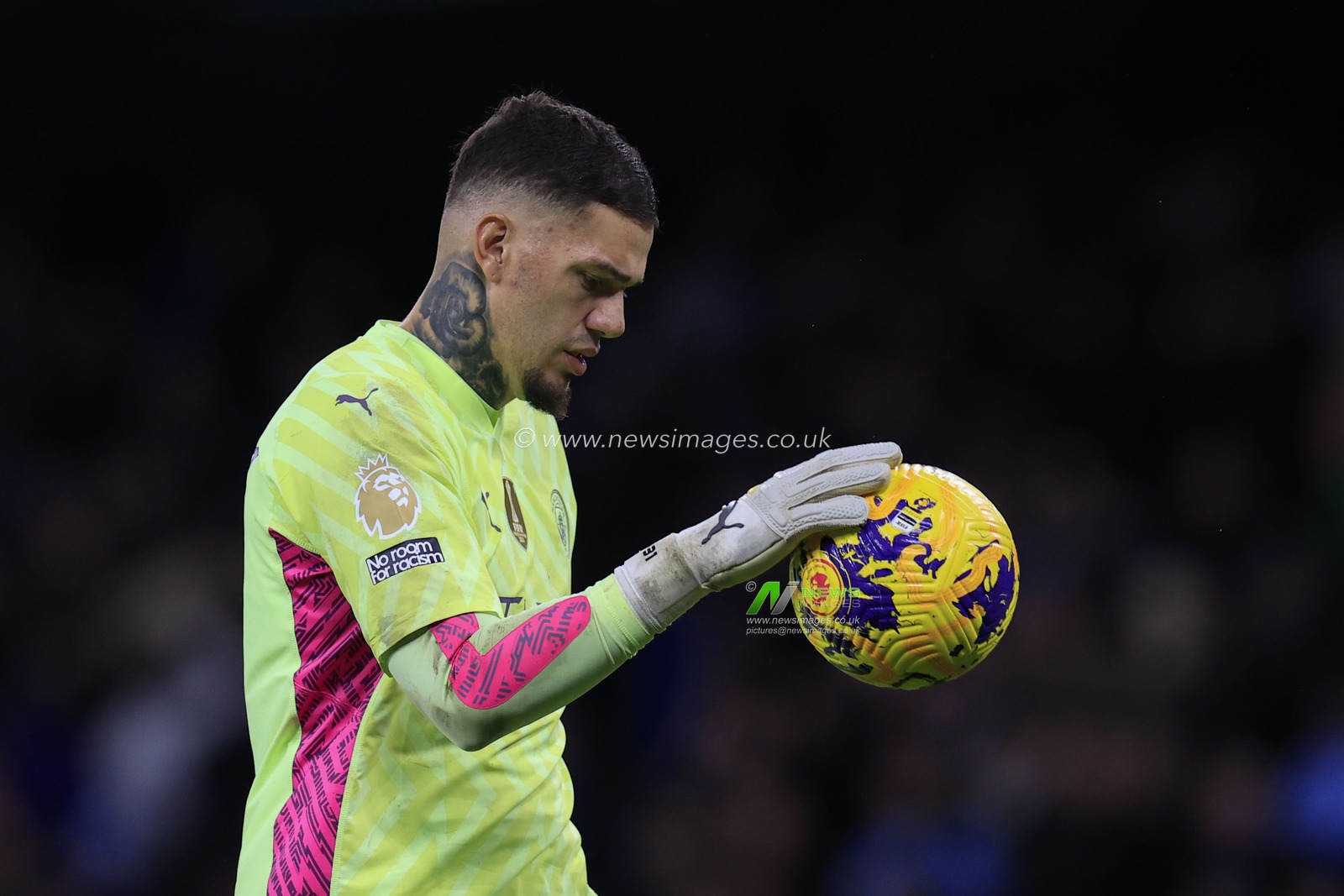 Ederson of Manchester City during the Premier League match Manchester City vs Chelsea at Etihad Stadium, Manchester, United Kingdom, 17th February 2024

(Photo by Conor Molloy/News Images)
