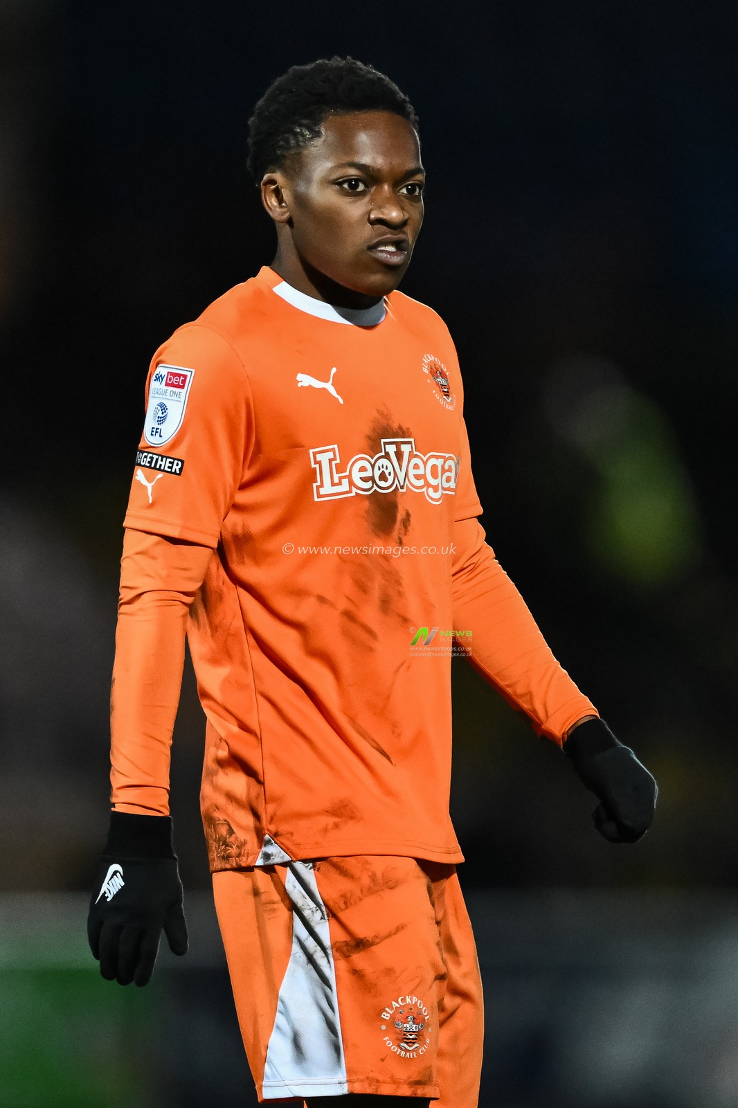 Karamoko DembÃ©lÃ© of Blackpool during the Sky Bet League 1 match Port Vale vs Blackpool at Vale Park, Burslem, United Kingdom, 29th December 2023

(Photo by Craig Thomas/News Images)