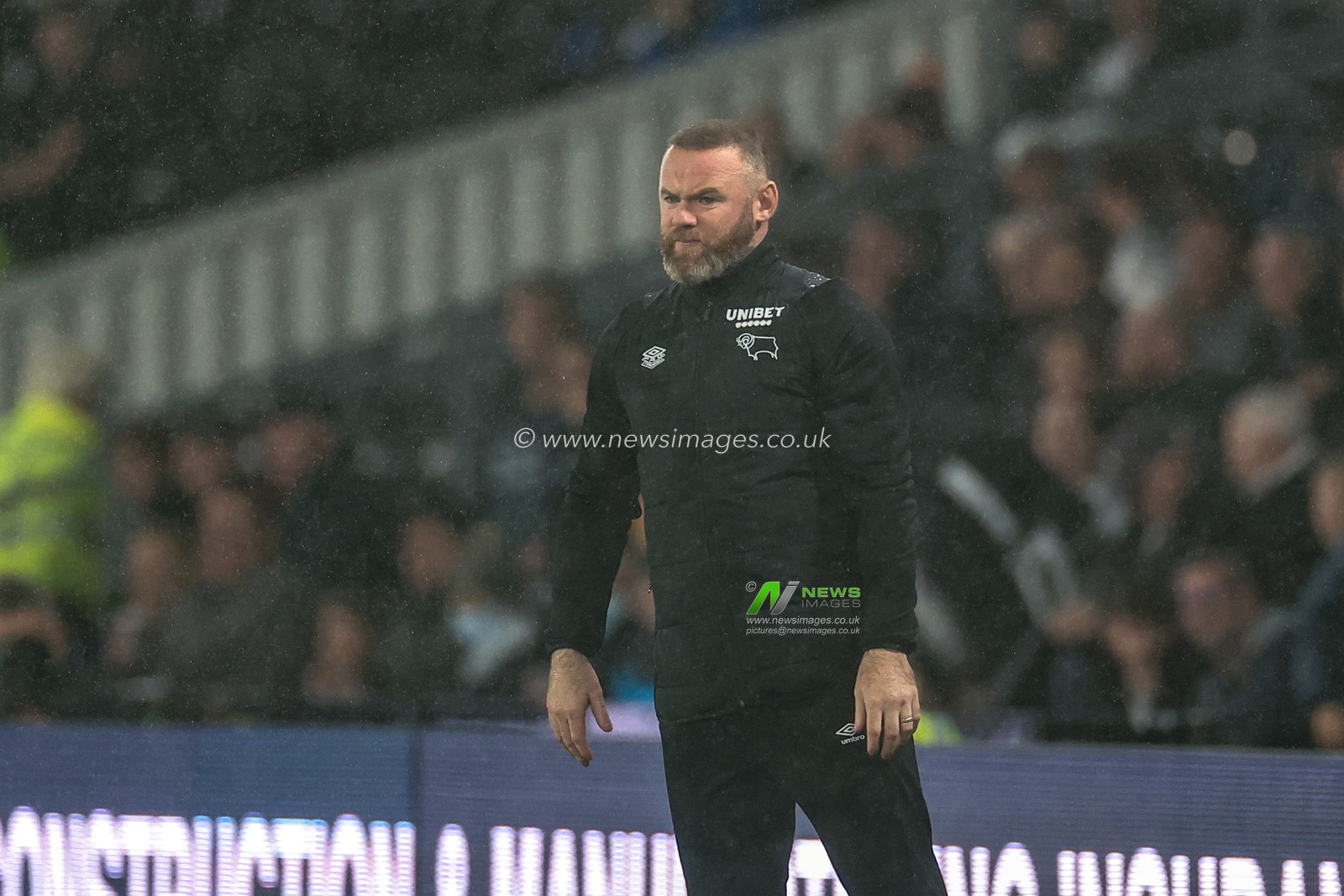 Wayne Rooney manager of Derby County during the game