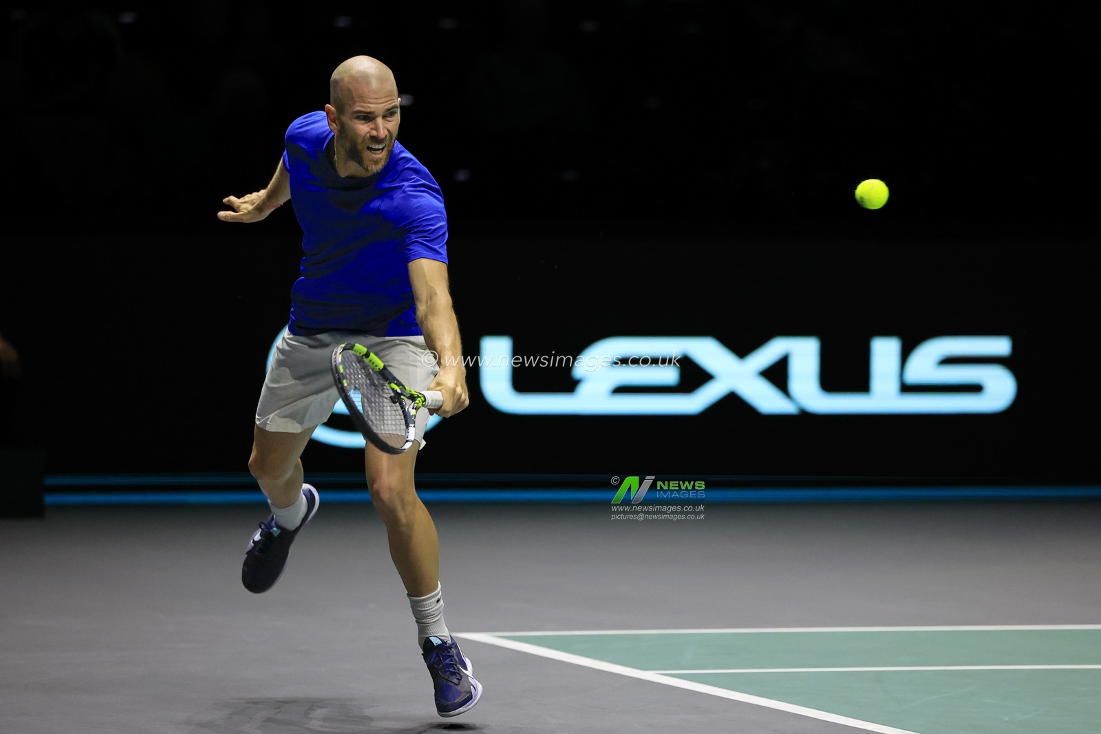Adrian Mannarino (FRA) in action during the Davis Cup match France vs Switzerland at Manchester AO Arena, Manchester, United Kingdom, 12th September 2023

(Photo by Conor Molloy/News Images)