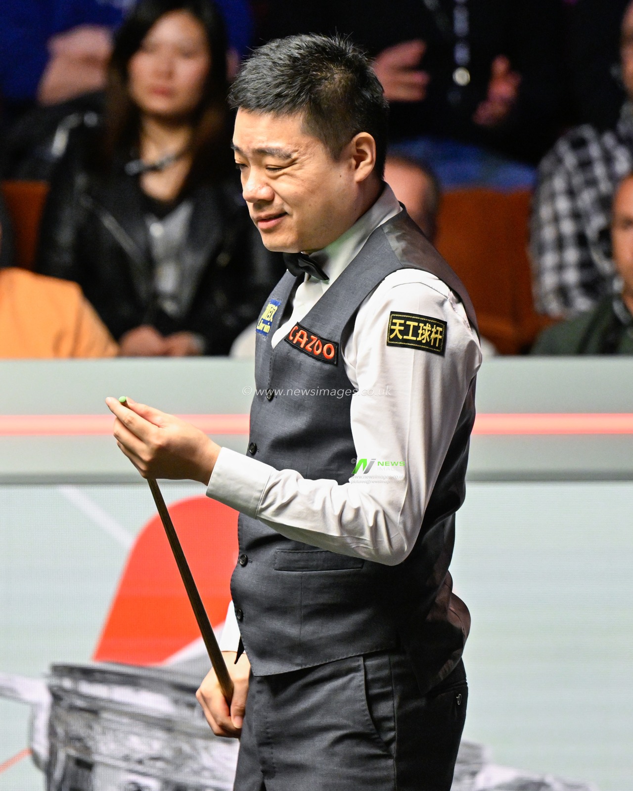 Ding Junhui reacts, during the Cazoo World Championships 2024 at Crucible Theatre, Sheffield, United Kingdom, 24th April 2024

(Photo by Cody Froggatt/News Images)