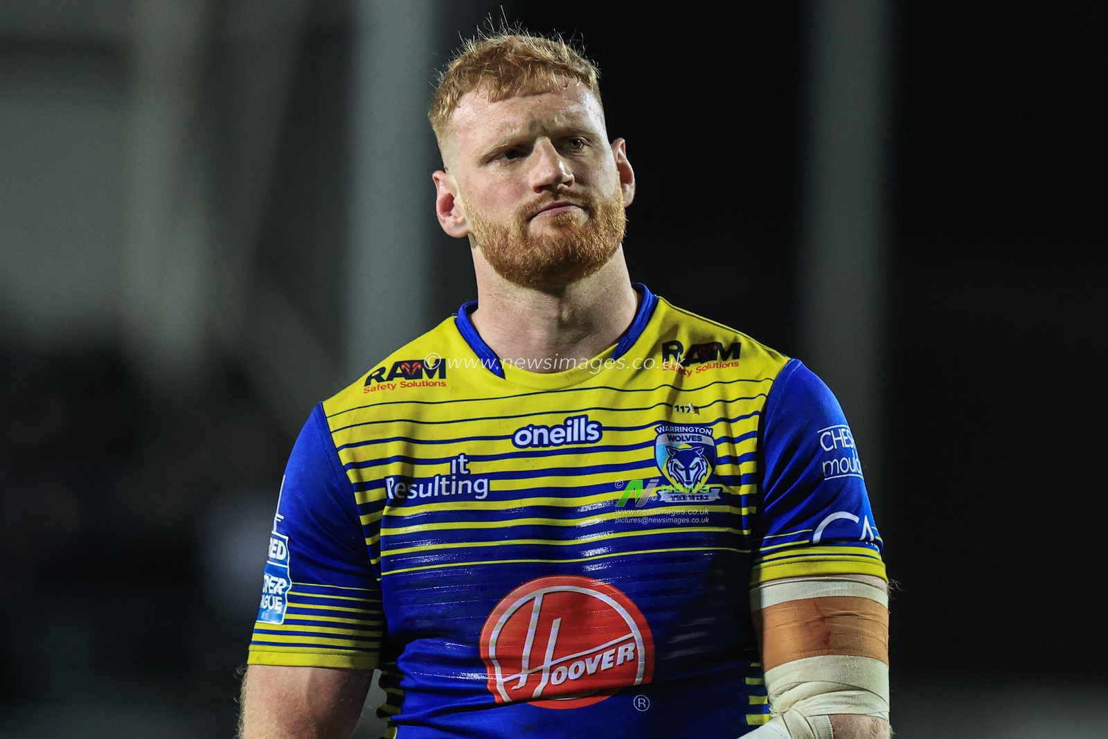 Joe Bullock #15 of Warrington Wolves after the final hooter