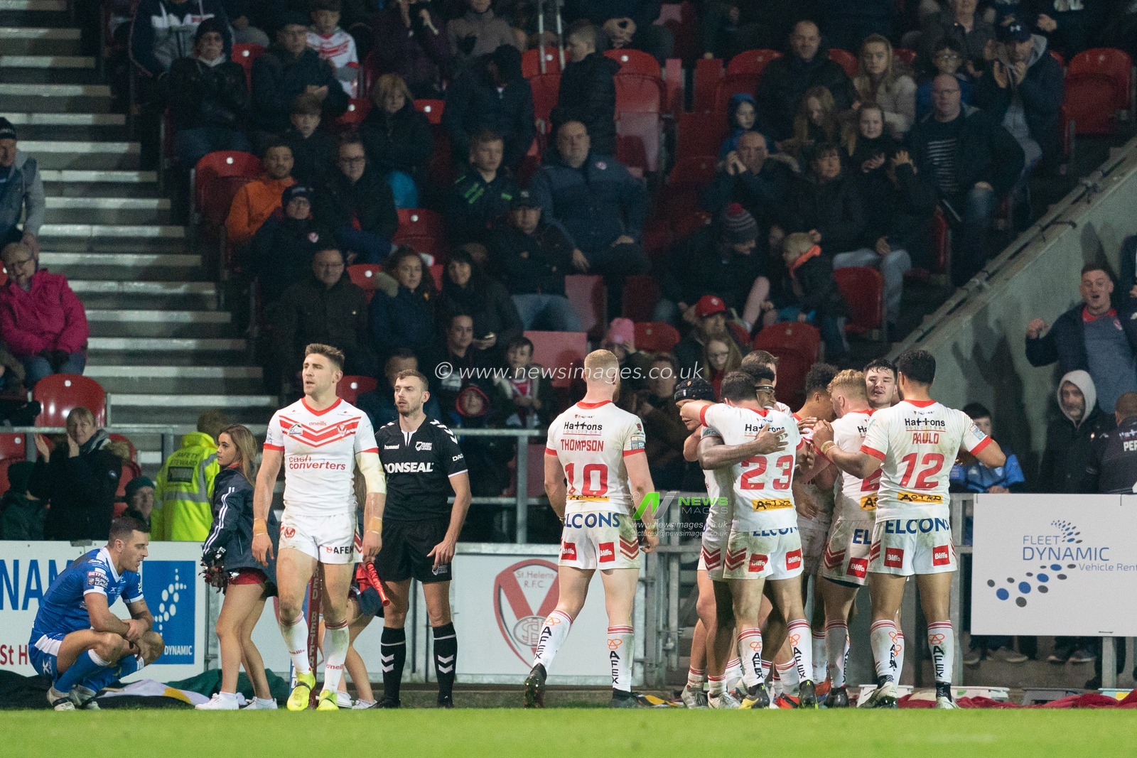 St. Helens's Regan Grace celebrates scoring his sides sixth try 

29th March 2019 , Totally Wicked Stadium, St Helens, England;  Betfred Super League, Round 8, St Helens vs Hull KR 

Credit: Terry Donnelly/News Images