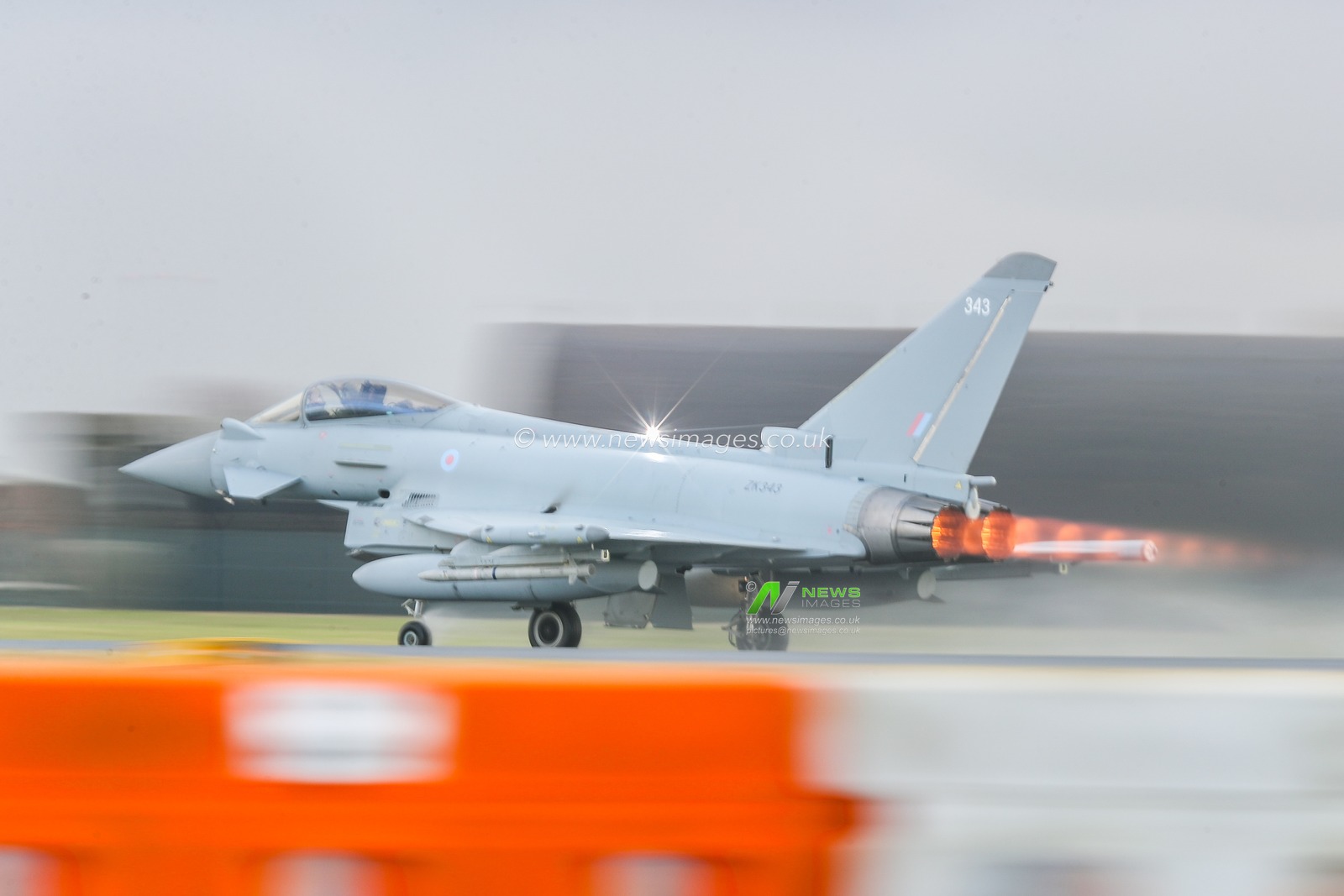 An RAF Typhoon FGR4 takes off at RAF Coningsby, Coningsby, United Kingdom, 28th January 2025

(Photo by Izzy Poles/News Images)