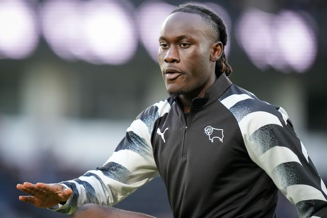 David Ozoh of Derby County in the pregame warmup session  during the Sky Bet Championship match Derby County vs West Bromwich Albion at Pride Park Stadium, Derby, United Kingdom on 09 September 2026

(Photo by Maynard Manyowa/News Images)