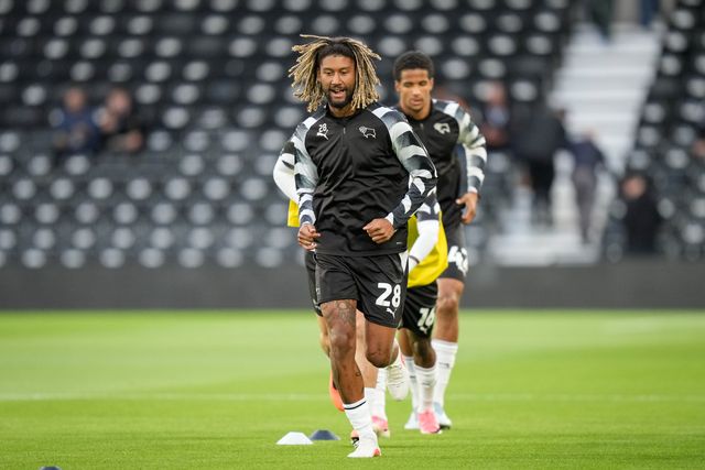 Dion Sanderson of Derby County in the pregame warmup session  during the Sky Bet Championship match Derby County vs West Bromwich Albion at Pride Park Stadium, Derby, United Kingdom on 09 September 2026

(Photo by Maynard Manyowa/News Images)