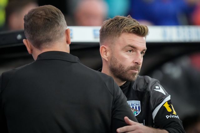 James Morrison manager of West Bromwich Albion embraces John Eustace manager of Derby County prior to kick off during the Sky Bet Championship match Derby County vs West Bromwich Albion at Pride Park Stadium, Derby, United Kingdom on 09 September 2026

(Photo by Maynard Manyowa/News Images)
