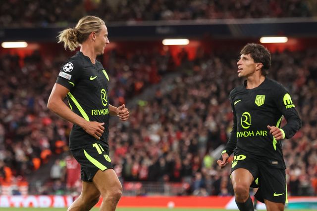 Marcos Llorente of Atlético Madrid celebrates his goal to make it 0-1 during the UEFA Champions League Matchday 1 of 8 match Liverpool vs Atletico Madrid at Anfield, Liverpool, United Kingdom on 09 September 2026

(Photo by Alfie Cosgrove/News Images)