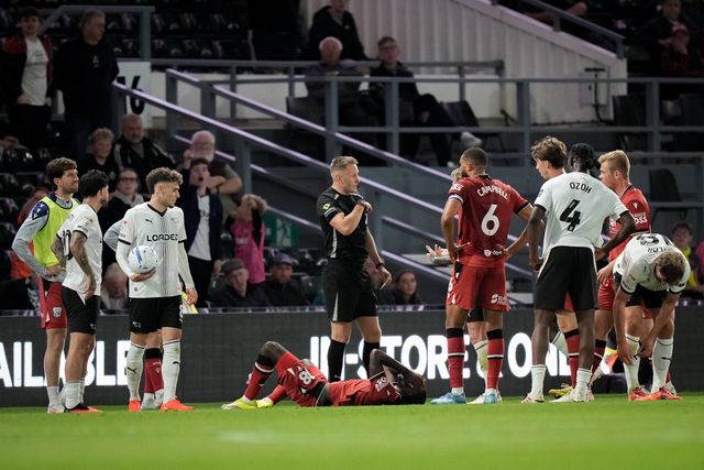 Brayann Pereira of West Bromwich Albion is given a red card and sent off after receiving a second yellow card by  Referee James Bell during the Sky Bet Championship match Derby County vs West Bromwich Albion at Pride Park Stadium, Derby, United Kingdom on 09 September 2026

(Photo by Maynard Manyowa/News Images)