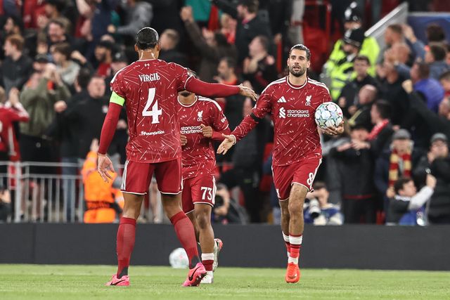 Dominik Szoboszlai of Liverpool celebrates his goal to make it 1-1 during the UEFA Champions League Matchday 1 of 8 match Liverpool vs Atletico Madrid at Anfield, Liverpool, United Kingdom on 09 September 2026

(Photo by Alfie Cosgrove/News Images)