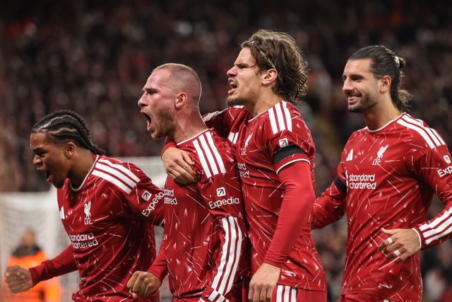 Alexis Mac Allister of Liverpool celebrates his goal to make it 2-1 during the UEFA Champions League Matchday 1 of 8 match Liverpool vs Atletico Madrid at Anfield, Liverpool, United Kingdom on 09 September 2026

(Photo by Alfie Cosgrove/News Images)
