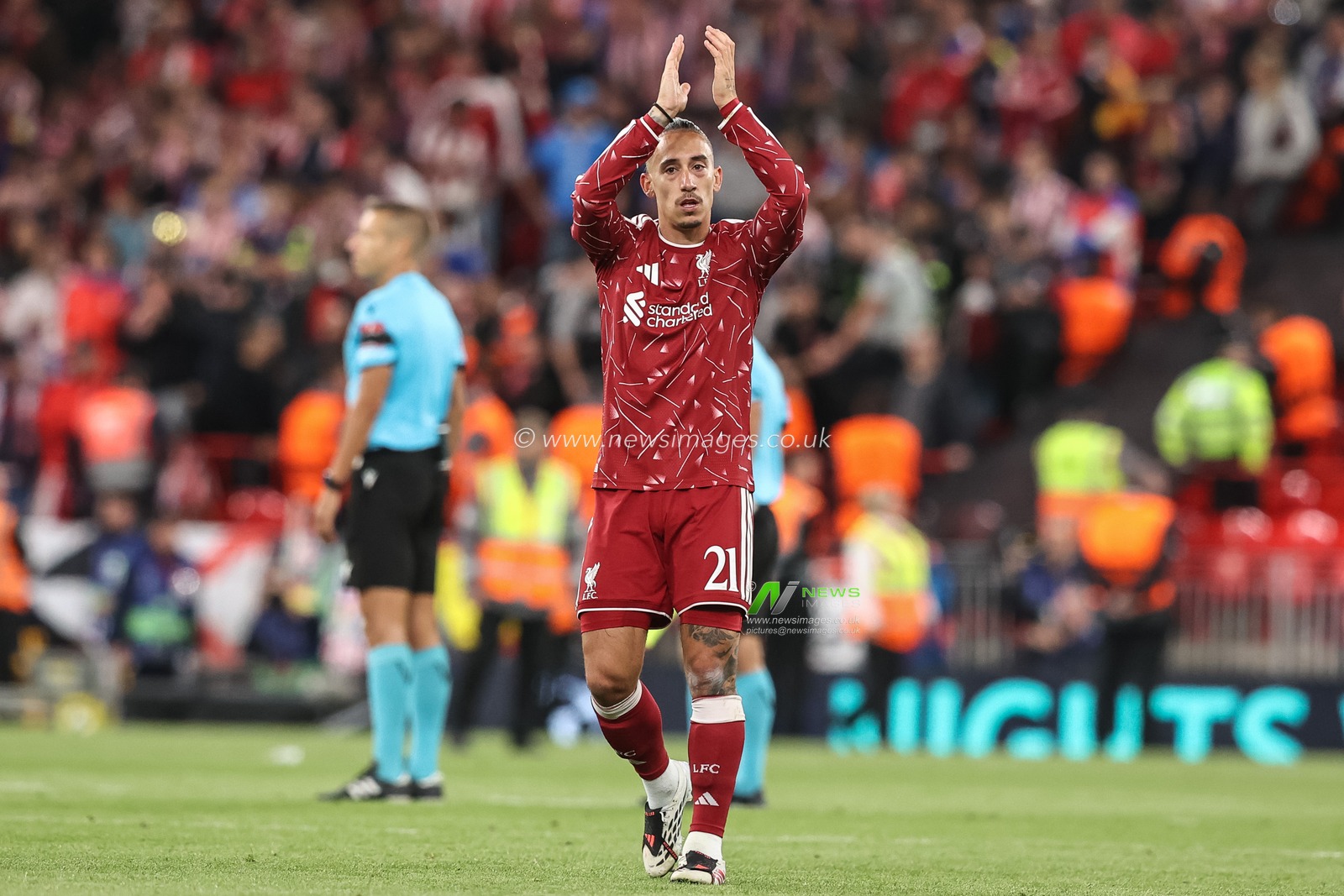 Kostas Tsimikas of Liverpool applauds the fans during the UEFA Champions League Matchday 1 of 8 match Liverpool vs Atletico Madrid at Anfield, Liverpool, United Kingdom on 09 September 2026

(Photo by Alfie Cosgrove/News Images)