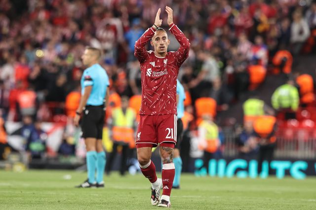Kostas Tsimikas of Liverpool applauds the fans during the UEFA Champions League Matchday 1 of 8 match Liverpool vs Atletico Madrid at Anfield, Liverpool, United Kingdom on 09 September 2026

(Photo by Alfie Cosgrove/News Images)
