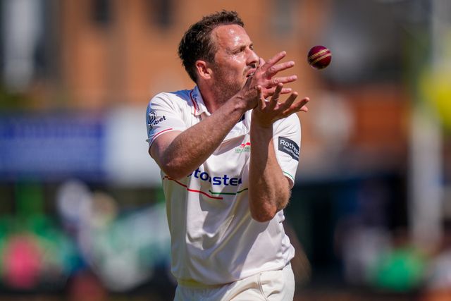 Josh Davey of Leicestershire goes back to his run up to bowl during Leicestershire County Cricket Club vs Nottinghamshire County Cricket Club in Country Cricket Division One Day 1 at Grace Road, Leicester, United Kingdom on 01 May 2026

(Photo by Maynard Manyowa/News Images)