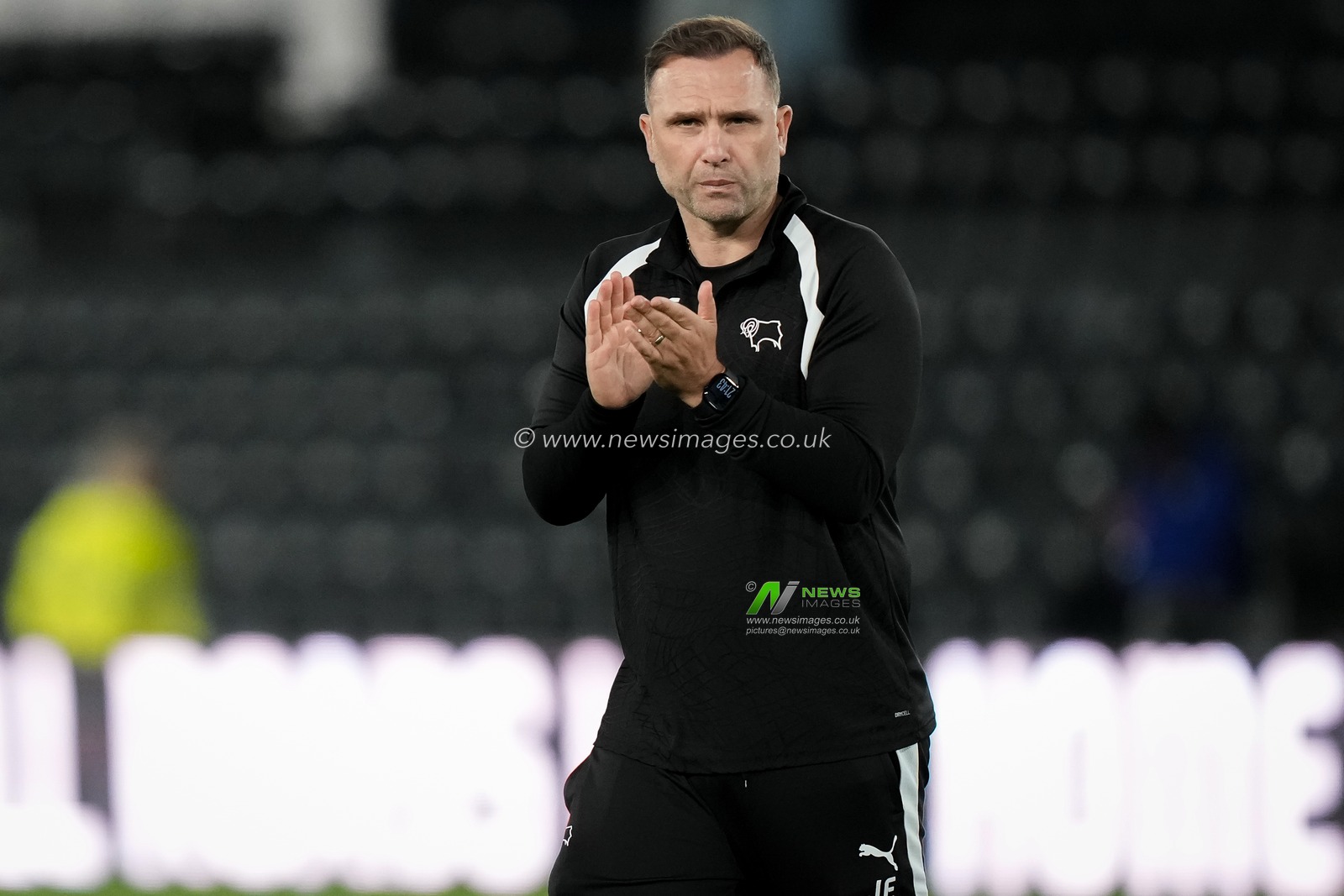 John Eustace manager of Derby County applauds the fans after the final whistle  during the Sky Bet Championship match Derby County vs West Bromwich Albion at Pride Park Stadium, Derby, United Kingdom on 09 September 2026

(Photo by Maynard Manyowa/News Images)