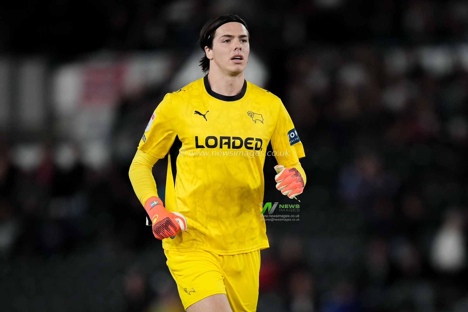 Derby County goalkeeper Jacob Widell Zetterstrom goes forward for a corner during the Sky Bet Championship match Derby County vs West Bromwich Albion at Pride Park Stadium, Derby, United Kingdom on 09 September 2026

(Photo by Maynard Manyowa/News Images)