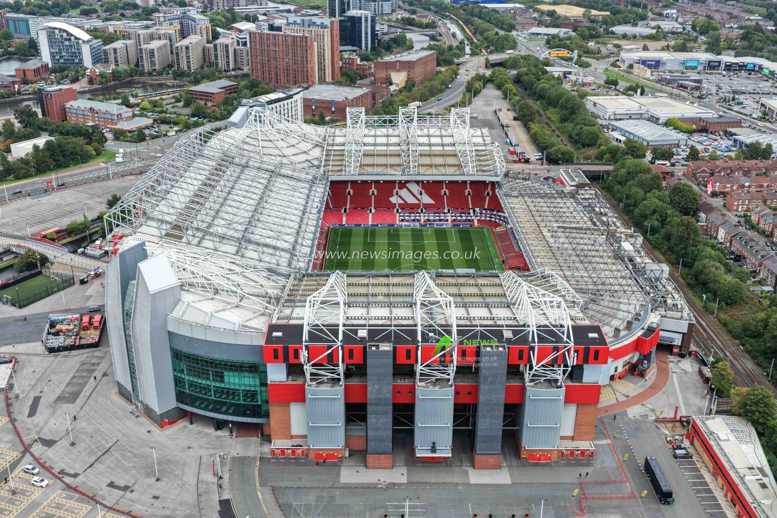 An aerial view of Old Trafford also known as the Theatre Of Dreams during the UEFA Champions League Matchday 1 of 8 match Manchester United vs Sabah FK at Old Trafford, Manchester, United Kingdom on 10 September 2026

(Photo by Mark Cosgrove/News Images)