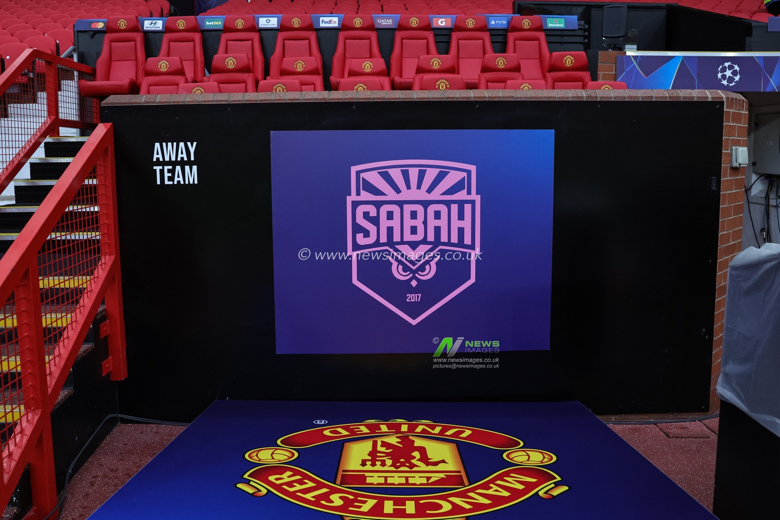 Sabah FK away bench during the UEFA Champions League Matchday 1 of 8 match Manchester United vs Sabah FK at Old Trafford, Manchester, United Kingdom on 10 September 2026

(Photo by Mark Cosgrove/News Images)