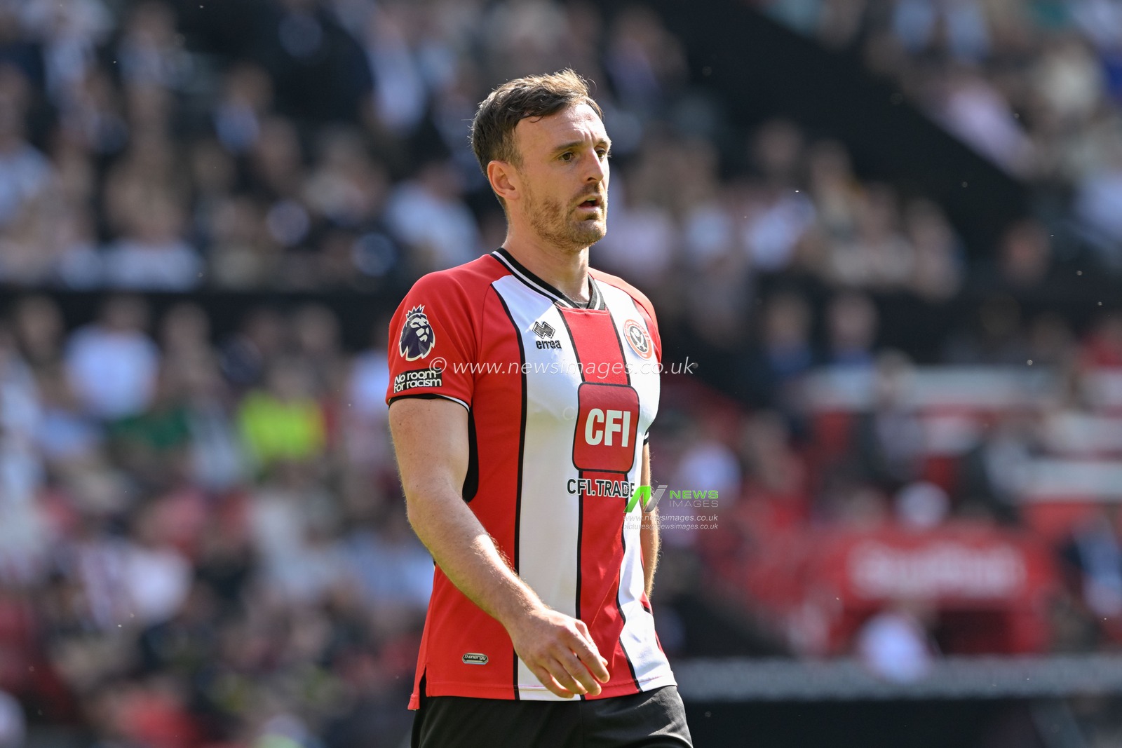 Jack Robinson of Sheffield United, during the Premier League match Sheffield United vs Tottenham Hotspur at Bramall Lane, Sheffield, United Kingdom, 19th May 2024

(Photo by Cody Froggatt/News Images)
