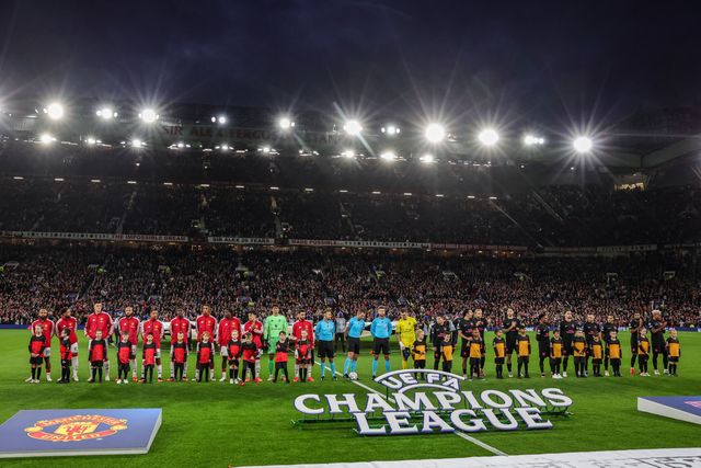 The teams line up before the game during the UEFA Champions League Matchday 1 of 8 match Manchester United vs Sabah FK at Old Trafford, Manchester, United Kingdom on 10 September 2026

(Photo by Mark Cosgrove/News Images)