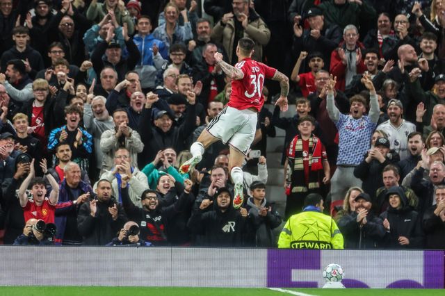 Benjamin Sesko of Manchester United celebrates his goal to make it 3-0 during the UEFA Champions League Matchday 1 of 8 match Manchester United vs Sabah FK at Old Trafford, Manchester, United Kingdom on 10 September 2026

(Photo by Mark Cosgrove/News Images)