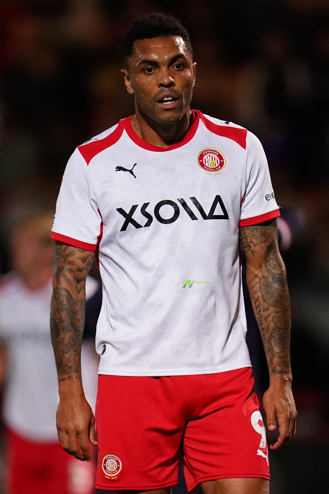 Josh Magennis of Stevenage during the Sky Bet League One match Stevenage vs Luton Town at Lamex Stadium, Stevenage, United Kingdom on 10 September 2026

(Photo by Harvey Murphy/News Images)