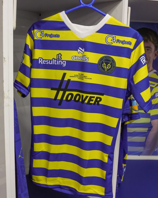 The embroiled shirt of Patrick Irwin of Warrington Wolves who makes his Super League debut during the Betfred Super League round 27 match Warrington Wolves vs Toulouse Olympique at The Halliwell Jones Stadium, Warrington, United Kingdom on 11 September 2026

(Photo by Mark Cosgrove/News Images)