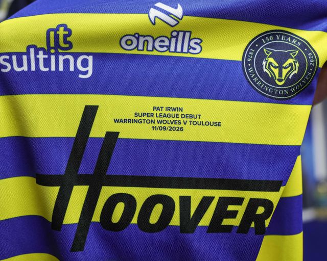 The embroiled shirt of Patrick Irwin of Warrington Wolves who makes his Super League debut during the Betfred Super League round 27 match Warrington Wolves vs Toulouse Olympique at The Halliwell Jones Stadium, Warrington, United Kingdom on 11 September 2026

(Photo by Mark Cosgrove/News Images)