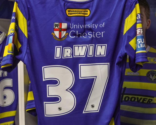 The embroiled shirt of Patrick Irwin of Warrington Wolves who makes his Super League debut during the Betfred Super League round 27 match Warrington Wolves vs Toulouse Olympique at The Halliwell Jones Stadium, Warrington, United Kingdom on 11 September 2026

(Photo by Mark Cosgrove/News Images)