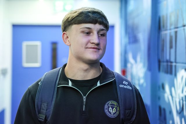 Lachlan Webster of Warrington Wolves arrives during the Betfred Super League round 27 match Warrington Wolves vs Toulouse Olympique at The Halliwell Jones Stadium, Warrington, United Kingdom on 11 September 2026

(Photo by Mark Cosgrove/News Images)
