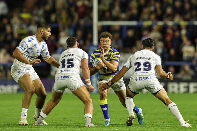 Cai Taylor-Wray of Warrington Wolves in action during the Betfred Super League round 27 match Warrington Wolves vs Toulouse Olympique at The Halliwell Jones Stadium, Warrington, United Kingdom on 11 September 2026

(Photo by Mark Cosgrove/News Images)