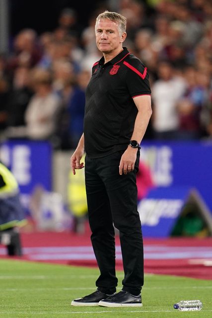 Phil Parkinson manager of Wrexham during the Sky Bet Championship match West Ham United vs Wrexham at London Stadium, London, United Kingdom on 11 September 2026

(Photo by Harvey Murphy/News Images)