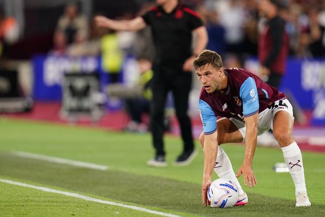 Joel Veltman of West Ham United during the Sky Bet Championship match West Ham United vs Wrexham at London Stadium, London, United Kingdom on 11 September 2026

(Photo by Harvey Murphy/News Images)
