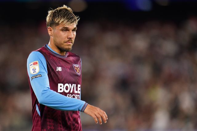 Joel Piroe of West Ham United during the Sky Bet Championship match West Ham United vs Wrexham at London Stadium, London, United Kingdom on 11 September 2026

(Photo by Harvey Murphy/News Images)
