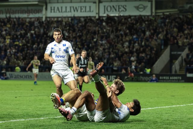 Arron Lindop of Warrington Wolves goes over for a try during the Betfred Super League round 27 match Warrington Wolves vs Toulouse Olympique at The Halliwell Jones Stadium, Warrington, United Kingdom on 11 September 2026

(Photo by Mark Cosgrove/News Images)
