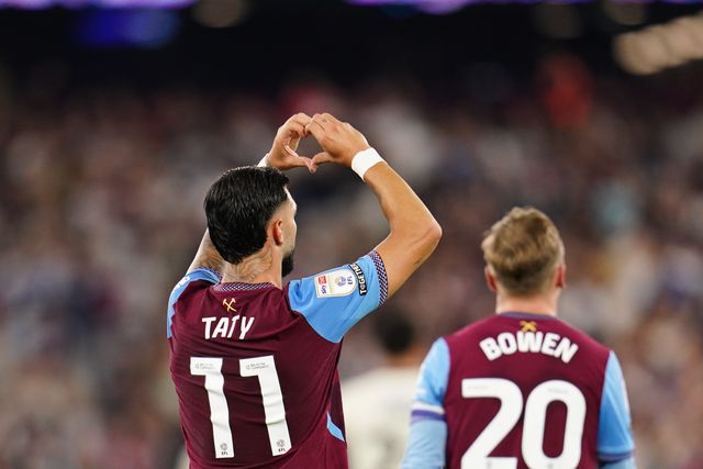 Valentin Castellanos of West Ham United after his goal during the Sky Bet Championship match West Ham United vs Wrexham at London Stadium, London, United Kingdom on 11 September 2026

(Photo by Harvey Murphy/News Images)