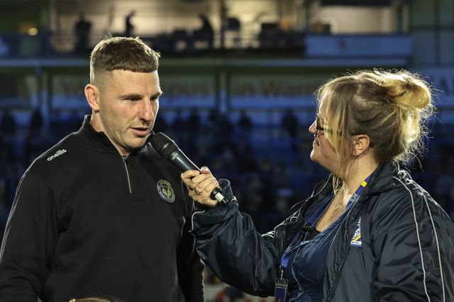 George Williams of Warrington Wolves speaks to the fans during the Betfred Super League round 27 match Warrington Wolves vs Toulouse Olympique at The Halliwell Jones Stadium, Warrington, United Kingdom on 11 September 2026

(Photo by Mark Cosgrove/News Images)