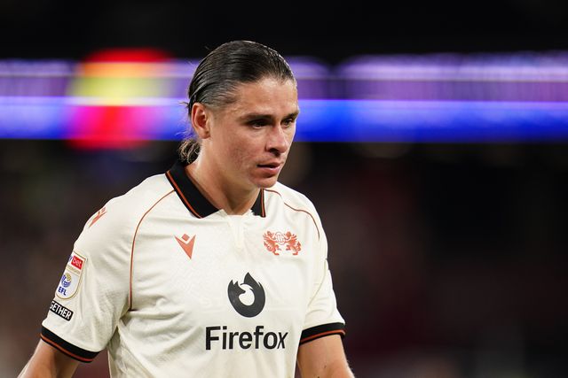 George Dobson of Wrexham during the Sky Bet Championship match West Ham United vs Wrexham at London Stadium, London, United Kingdom on 11 September 2026

(Photo by Harvey Murphy/News Images)