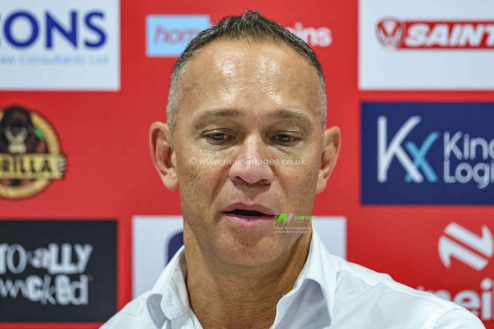 Adrian Lam Head coach of Leigh Leopards speaks in the post match press conference during the Betfred Super League Round 3 match St Helens vs Leigh Leopards at Totally Wicked Stadium, St Helens, United Kingdom, 1st March 2024

(Photo by Mark Cosgrove/News Images)