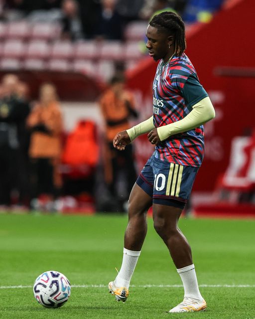 Eberechi Eze of Arsenal in the pregame warmup session during the Premier League match Sunderland vs Arsenal at Stadium Of Light, Sunderland, United Kingdom on 12 September 2026

(Photo by Alfie Cosgrove/News Images)