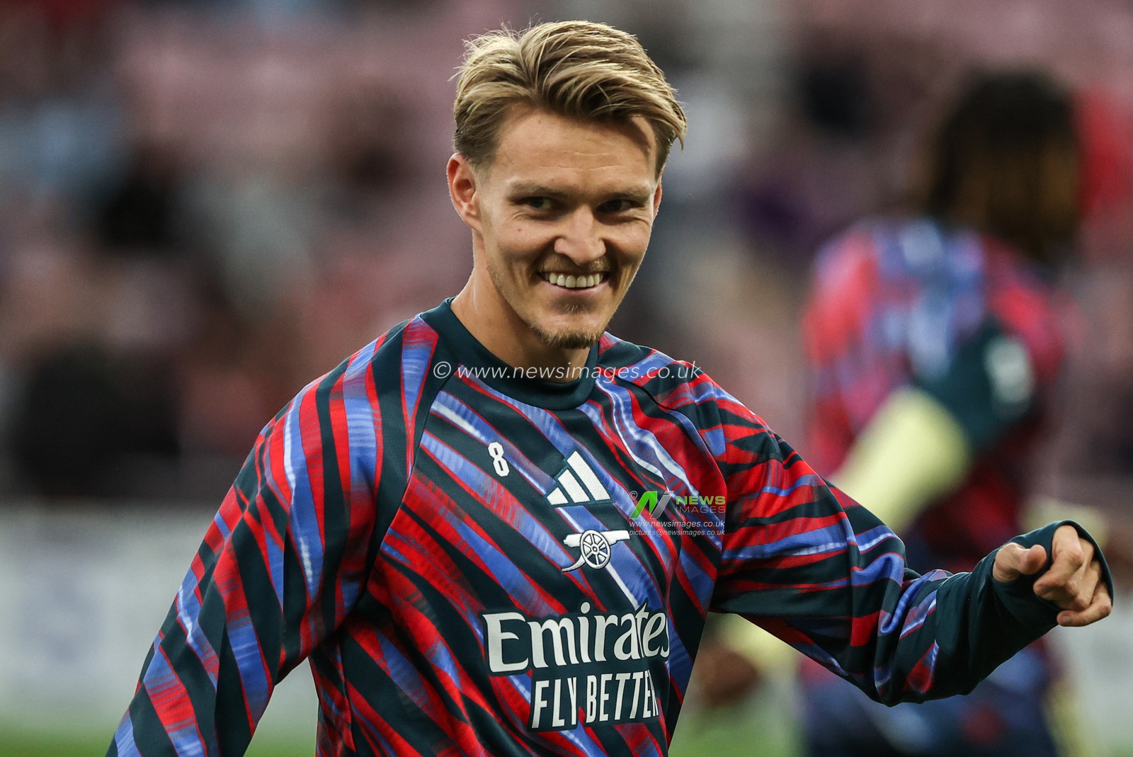 Martin Ødegaard of Arsenal in the pregame warmup session during the Premier League match Sunderland vs Arsenal at Stadium Of Light, Sunderland, United Kingdom on 12 September 2026

(Photo by Alfie Cosgrove/News Images)