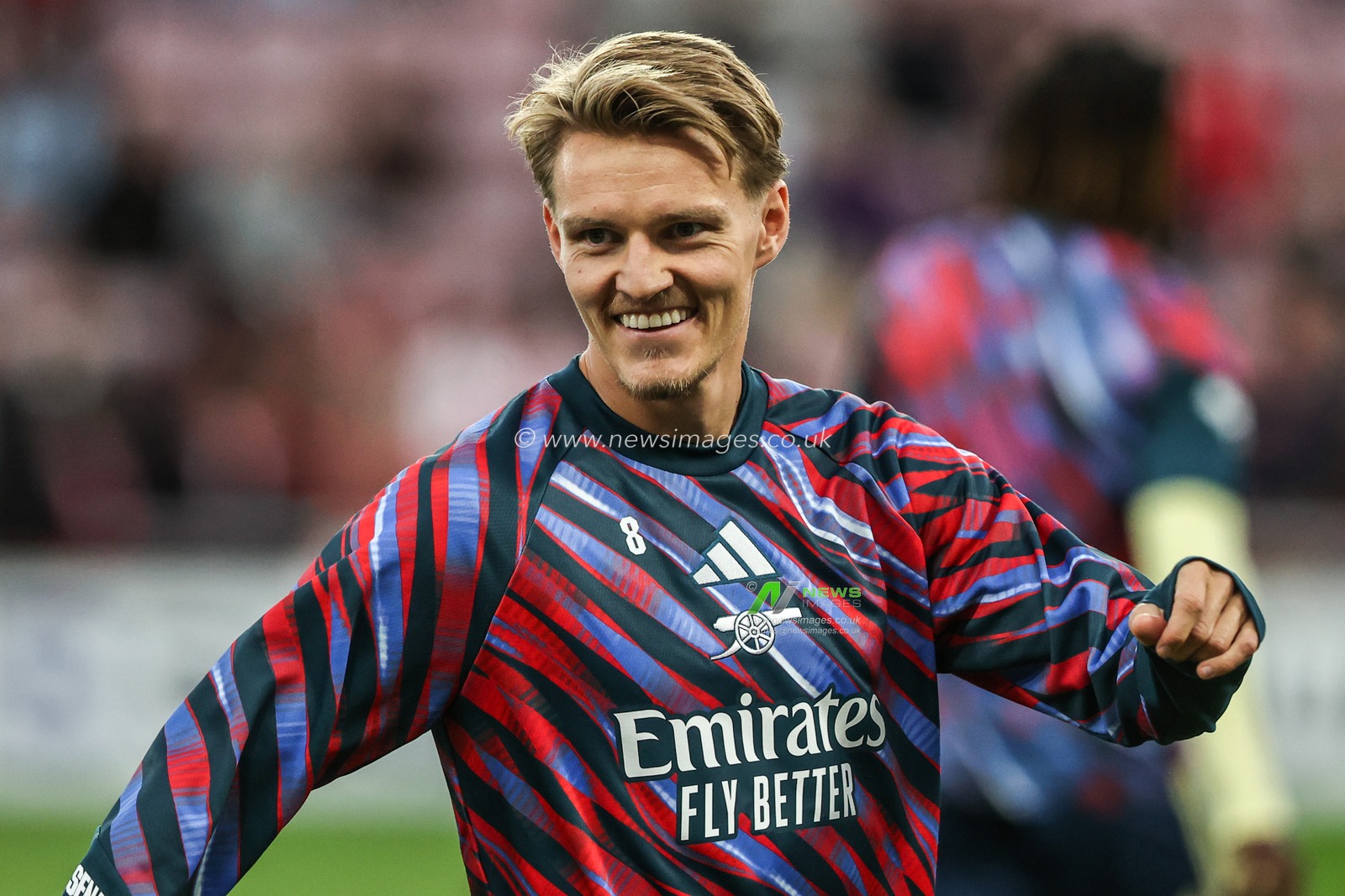 Martin Ødegaard of Arsenal in the pregame warmup session during the Premier League match Sunderland vs Arsenal at Stadium Of Light, Sunderland, United Kingdom on 12 September 2026

(Photo by Alfie Cosgrove/News Images)
