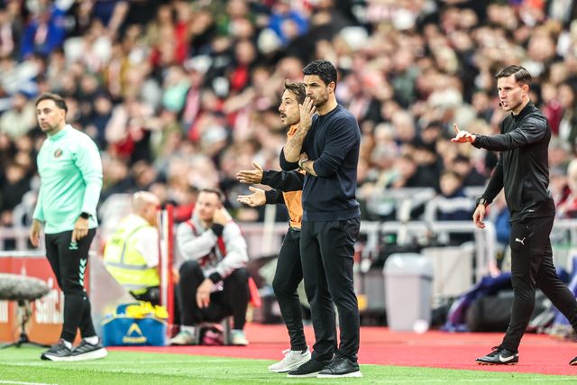 Mikel Arteta manager of Arsenal reacts during the Premier League match Sunderland vs Arsenal at Stadium Of Light, Sunderland, United Kingdom on 12 September 2026

(Photo by Alfie Cosgrove/News Images)