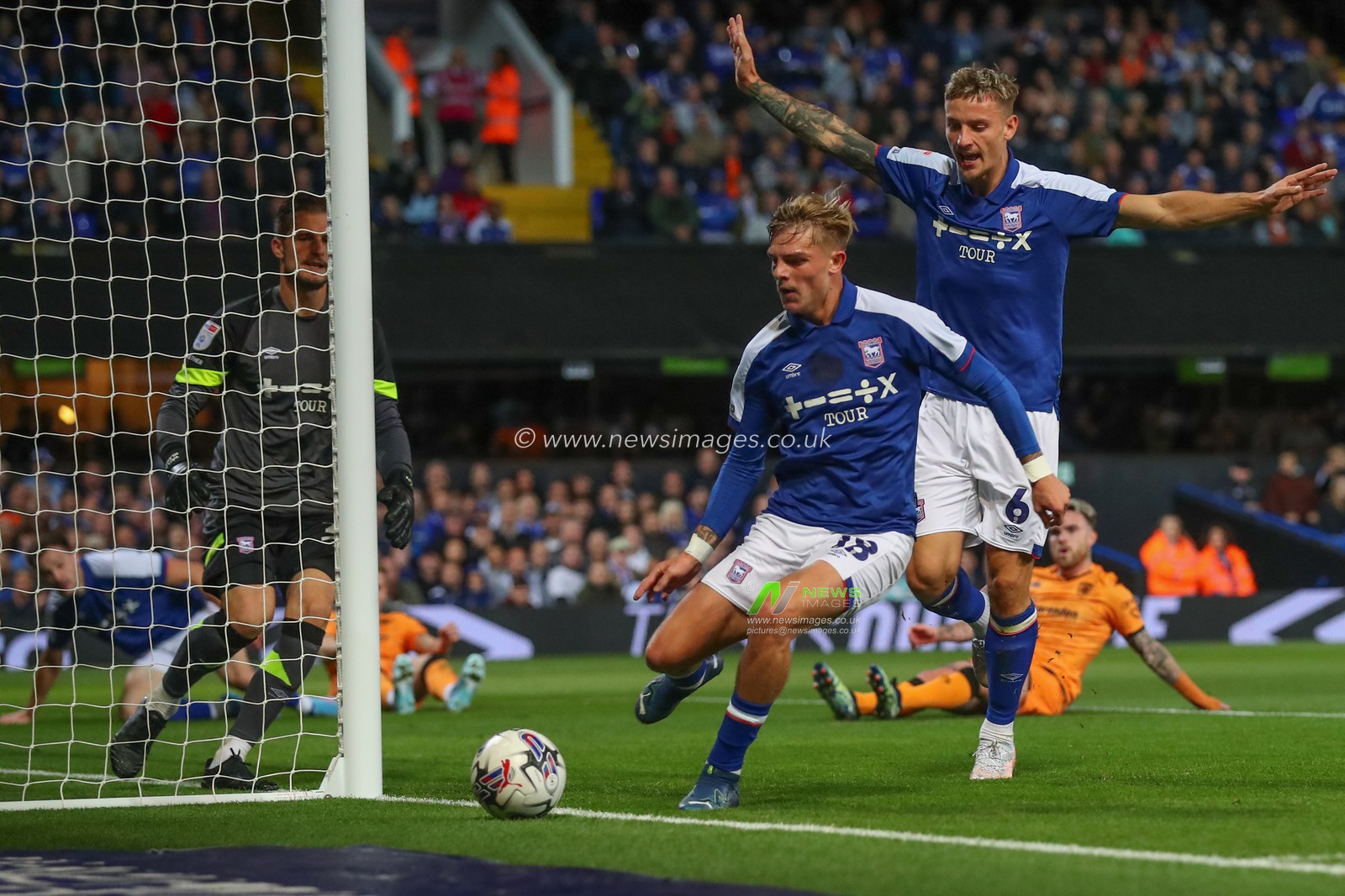 Brandon Williams #18 of Ipswich Town lets the ball run out of play during the Sky Bet Championship match Ipswich Town vs Hull City at Portman Road, Ipswich, United Kingdom, 3rd October 2023

(Photo by Gareth Evans/News Images)