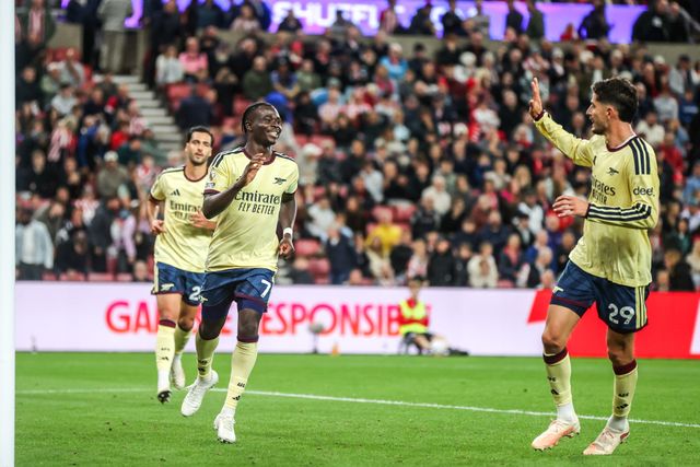 Bukayo Saka of Arsenal celebrates his goal to make it 0-2 during the Premier League match Sunderland vs Arsenal at Stadium Of Light, Sunderland, United Kingdom on 12 September 2026

(Photo by Alfie Cosgrove/News Images)