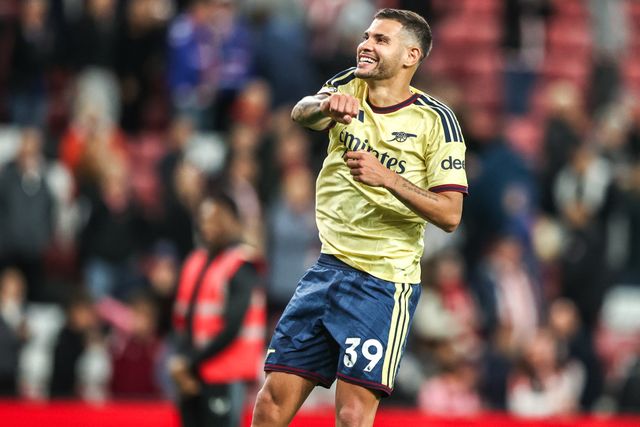 Bruno Guimaraes of Arsenal celebrates the win during the Premier League match Sunderland vs Arsenal at Stadium Of Light, Sunderland, United Kingdom on 12 September 2026

(Photo by Alfie Cosgrove/News Images)