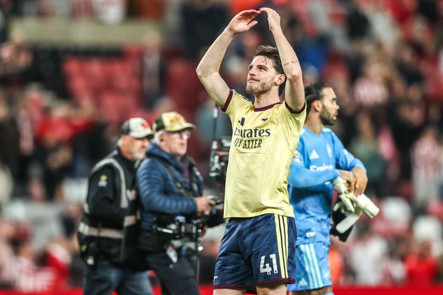 Declan Rice of Arsenal celebrates the win during the Premier League match Sunderland vs Arsenal at Stadium Of Light, Sunderland, United Kingdom on 12 September 2026

(Photo by Alfie Cosgrove/News Images)