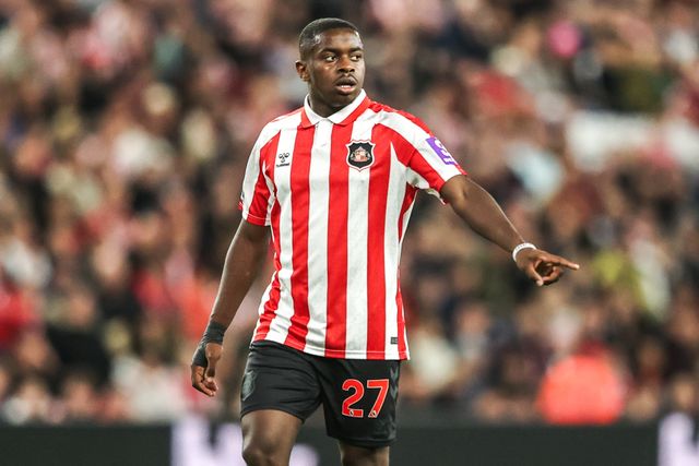 Noah Sadiki of Sunderland during the Premier League match Sunderland vs Arsenal at Stadium Of Light, Sunderland, United Kingdom on 12 September 2026

(Photo by Alfie Cosgrove/News Images)